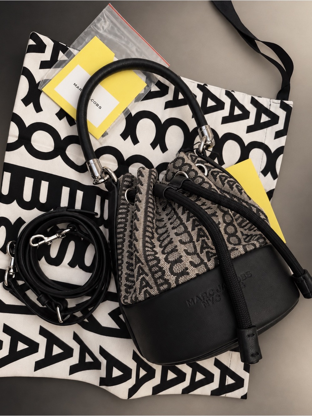 Mini Bucket Crossbody Bag in Black  and Brown - Picture 8 of 14
